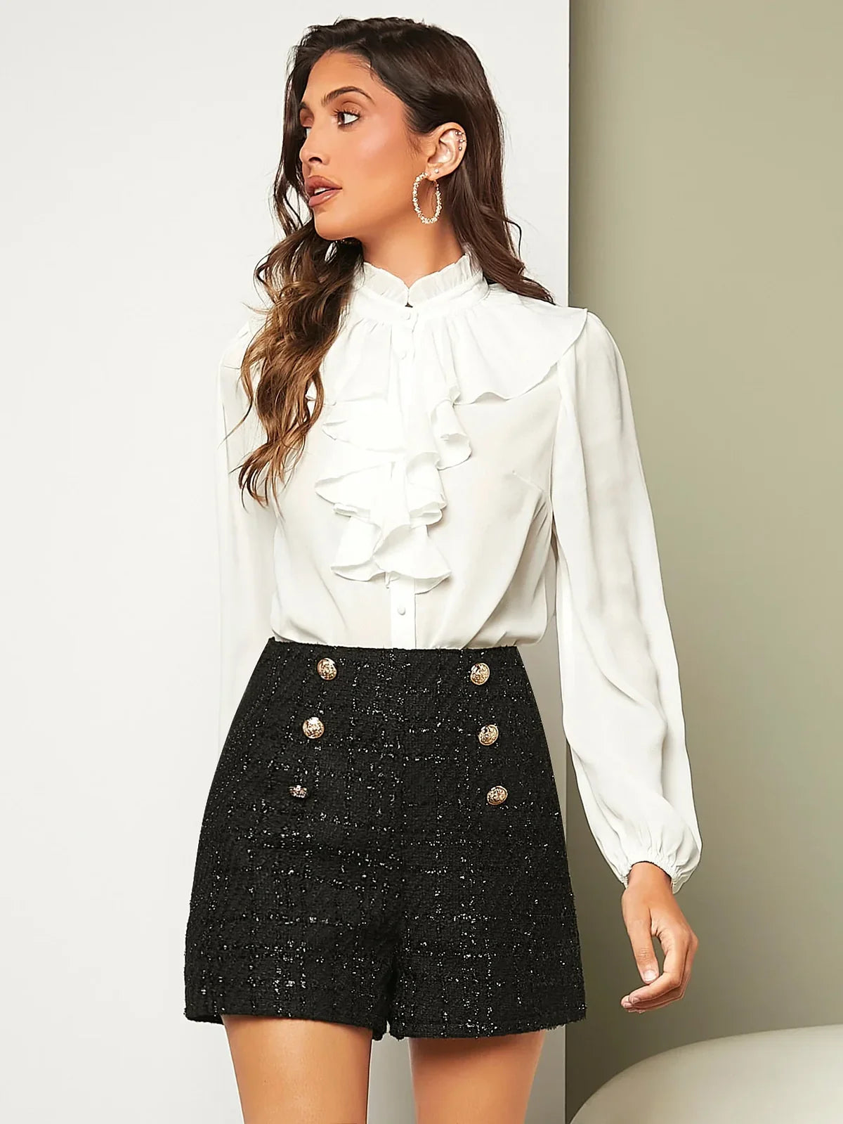 Francesca Tweed Button Shorts