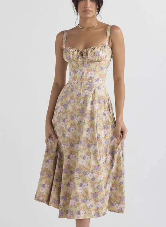 Amalia Floral Corset Midi Dress