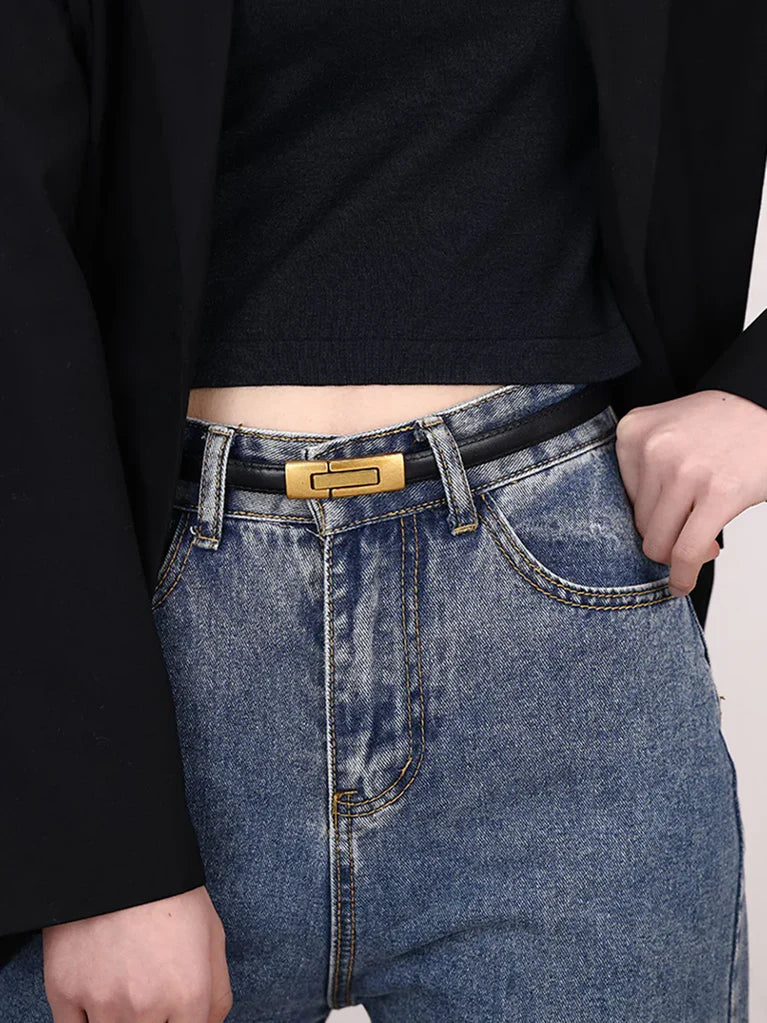 Rosetta Slim Lock Leather Belt