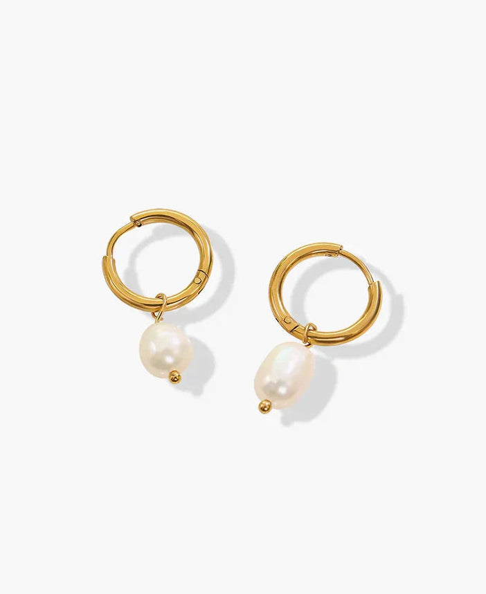 Elowen Pearl Drop Hoops