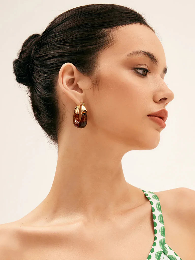 Arietta Amber Hoop Earrings