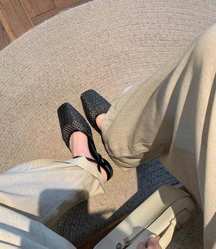 Violetta Woven Square-Toe Flats