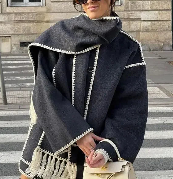 Liora Fringe Wool Coat