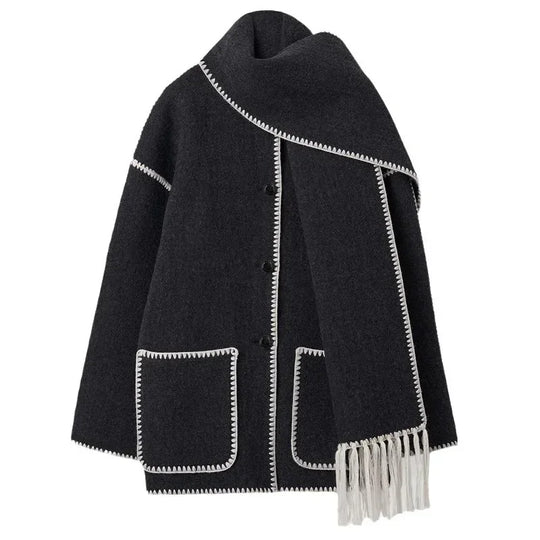 Liora Fringe Wool Coat