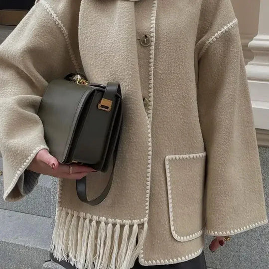 Liora Fringe Wool Coat