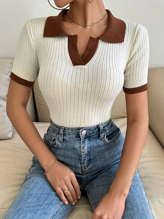 Alessandra Contrast Knit Polo